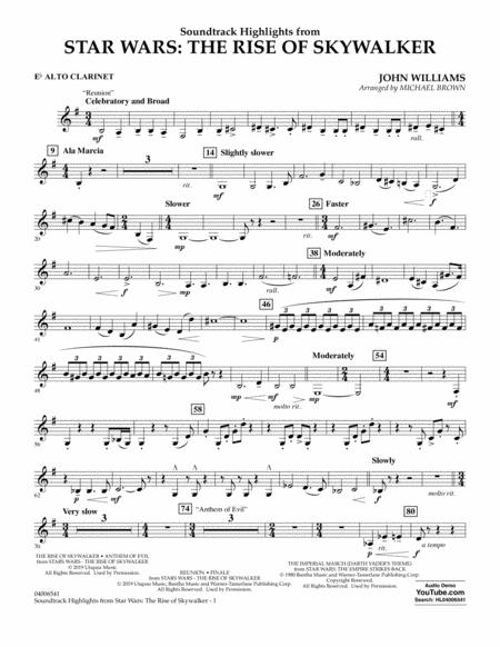 Free Sheet Music Soundtrack Highlights From Star Wars The Rise Of Skywalker Eb Alto Clarinet