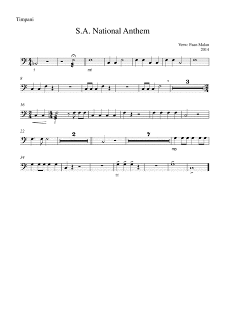 South African National Anthem Sheet Music