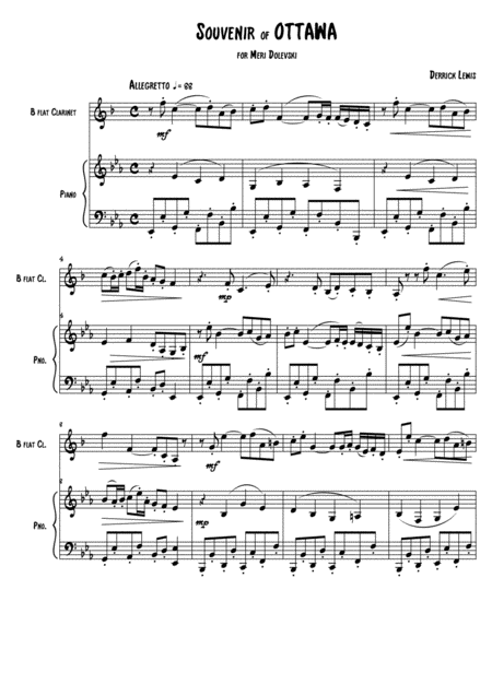 Free Sheet Music Souvenir Of Ottawa For Clarinet