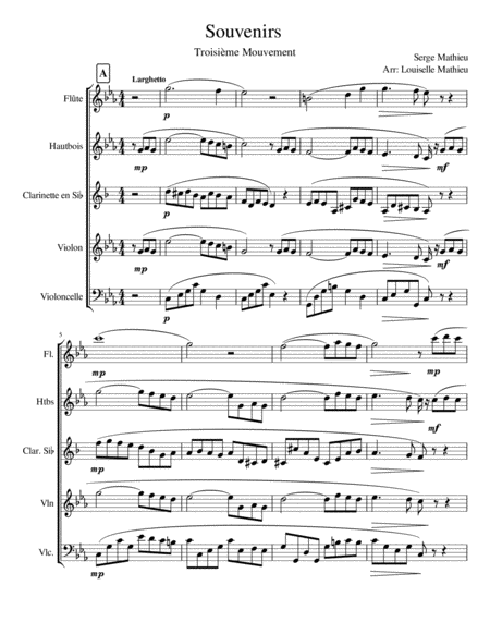 Free Sheet Music Souvenirs Quintette 3rd Movement