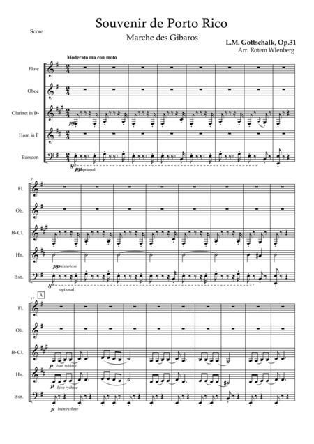 Souvernir De Porto Rico Woodwind Quintet Sheet Music