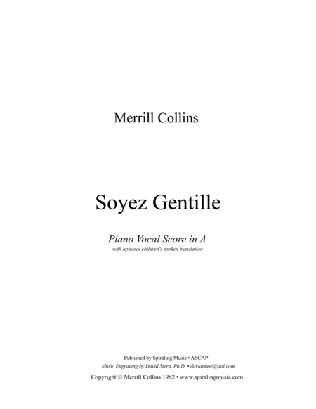 Soyez Gentille Piano Vocal Score In A Sheet Music