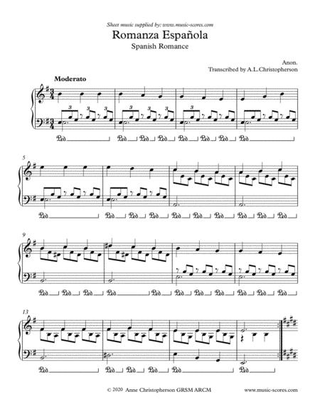 Spanish Romance Piano Sheet Music