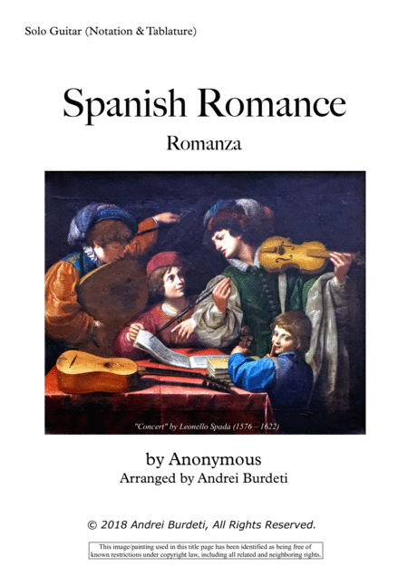 Spanish Romance Romanza Solo Guitar Sheet Music