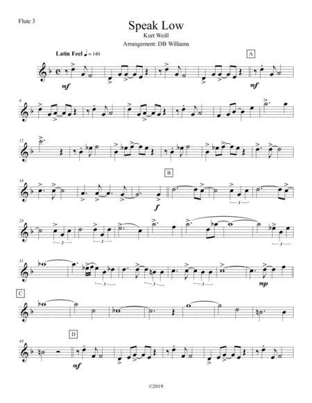 Free Sheet Music Speak Low Flute 3