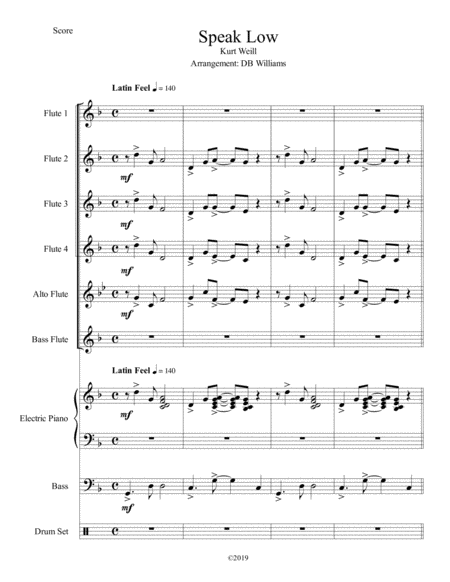 Speak Low Flute Choir Sheet Music