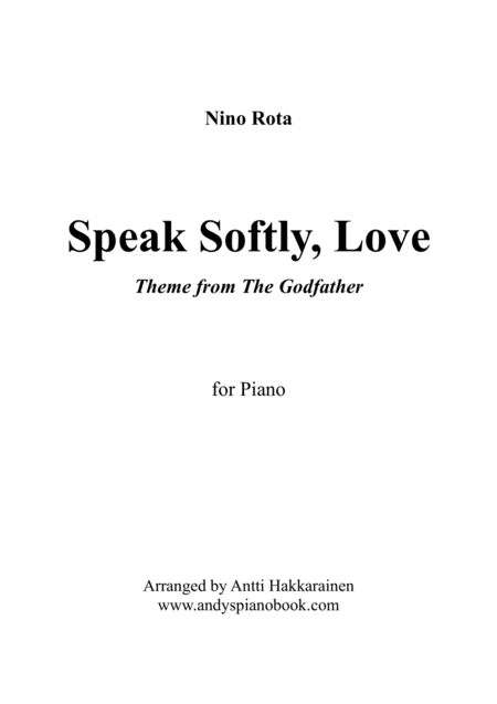 Speak Softly Love Godfather Theme Piano Sheet Music