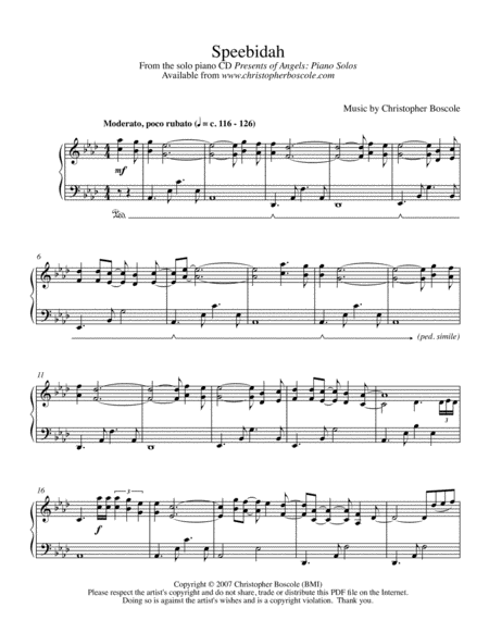 Speebidah Piano Solo By Christopher Boscole Sheet Music