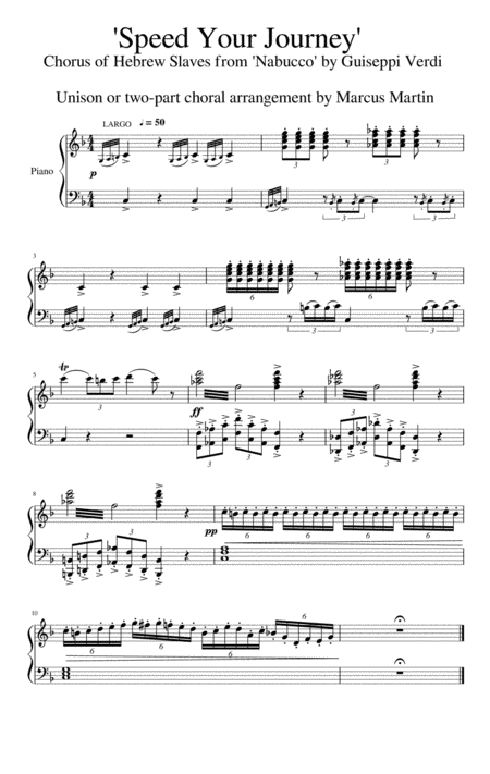 Speed Your Journey Chorus Of Hebrew Slaves Sheet Music