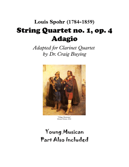 Spohr Adagio From String Quartet No 1 Op 4 For Clarinet Quartet Optional Young Musician Part Included Sheet Music