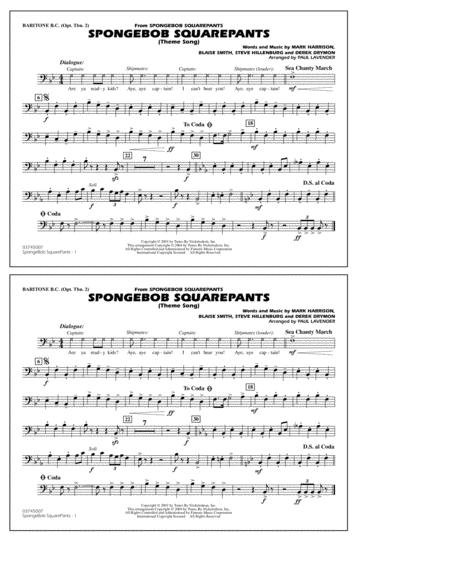Spongebob Squarepants Theme Song Arr Paul Lavender Baritone B C Opt Tbn 2 Sheet Music