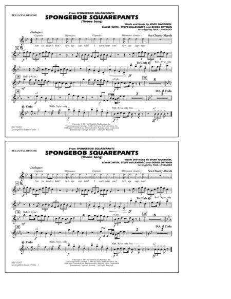 Spongebob Squarepants Theme Song Arr Paul Lavender Bells Xylophone Sheet Music