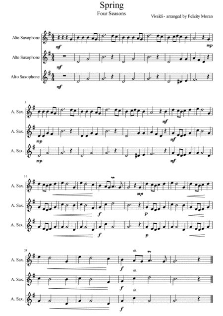 Free Sheet Music Spring Four Seasons