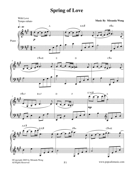 Free Sheet Music Spring Of Love Romantic Piano Music