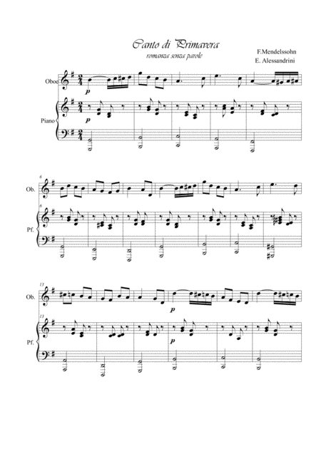 Free Sheet Music Spring Song Oboe And Piano