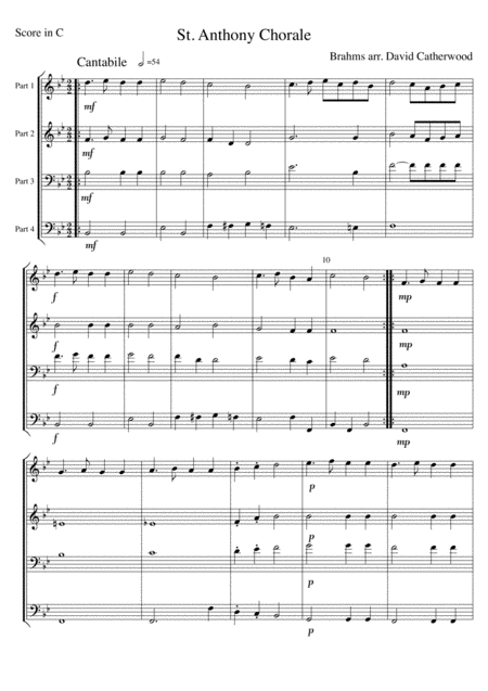 Free Sheet Music St Anthony Chorale By Brahms