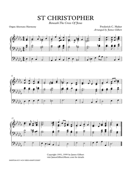 Free Sheet Music St Christopher Beneath The Cross Of Jesus Ora