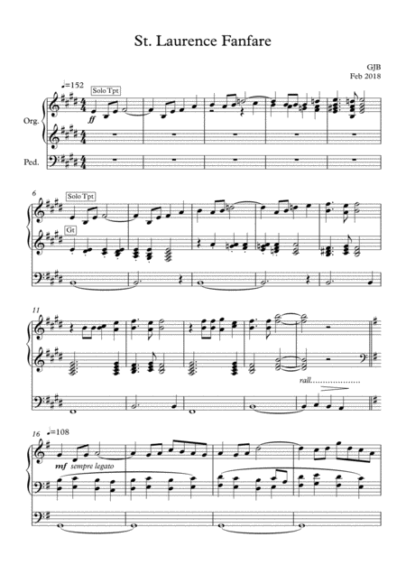 Free Sheet Music St Laurence Fanfare For Organ Solo