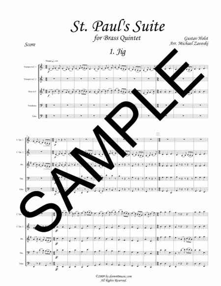 Free Sheet Music St Pauls Suite For Brass Quintet