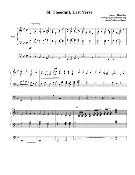 St Theodulph All Glory Laud And Honor Alternate Harmonization Sheet Music