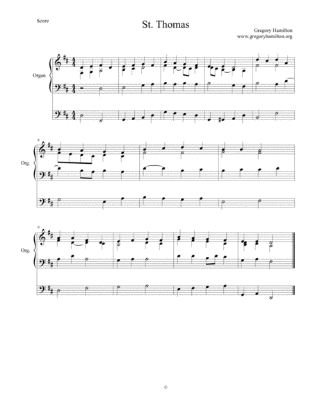 St Thomas Alternate Harmonization For Organ Sheet Music