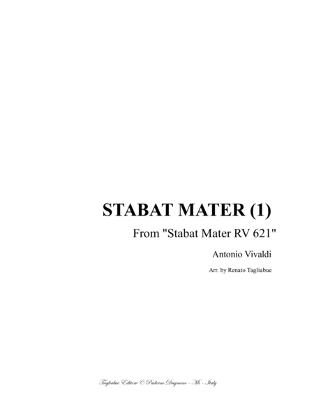 Stabat Mater 1 From Stabat Mater Rv 621 For Alto And Organ 3 Staff Sheet Music