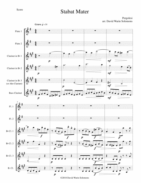 Free Sheet Music Stabat Mater For 2 Flutes And Clarinet Quartet
