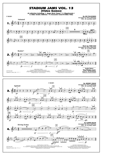 Stadium Jams Volume 13 Video Games F Horn Sheet Music