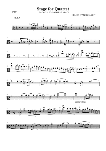 Stage For Quartet Viola Part Sheet Music