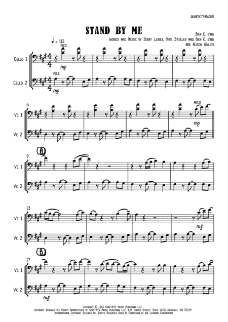 Stand By Me Cello Duet Sheet Music