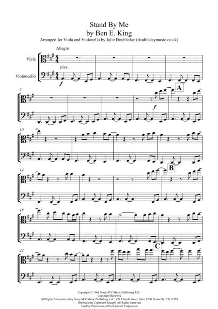 Free Sheet Music Stand By Me For Viola And Cello Duet