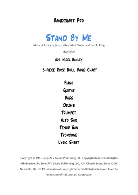 Stand By Me Soul Rock 8pc Band Chart Sheet Music