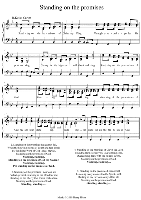 Standing Of The Promises A New Tune To A Wonderful Old Hymn Sheet Music