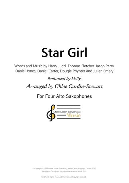 Star Girl Mcfly 4 Saxophones Sheet Music