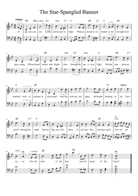 Free Sheet Music Star Spangled Banner National Anthem For Violin And Cello Duet