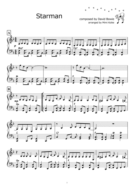 Free Sheet Music Starman