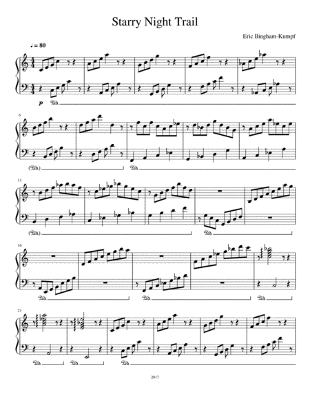 Free Sheet Music Starry Night Trail