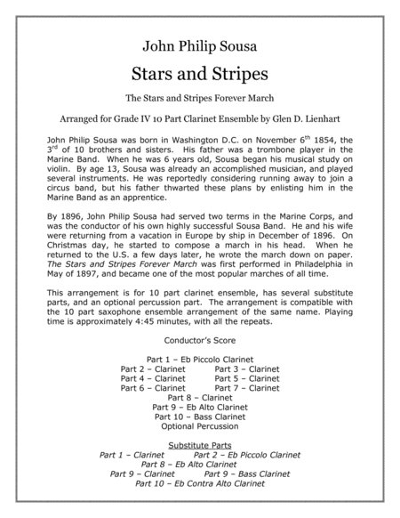 Stars And Stripes Clarinets Sheet Music