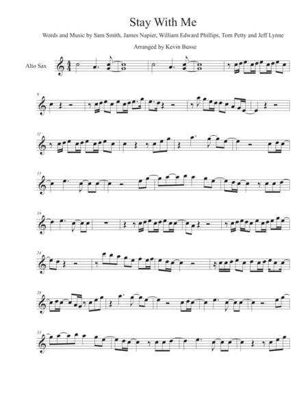 Free Sheet Music Stay With Me Easy Key Of C Alto Sax