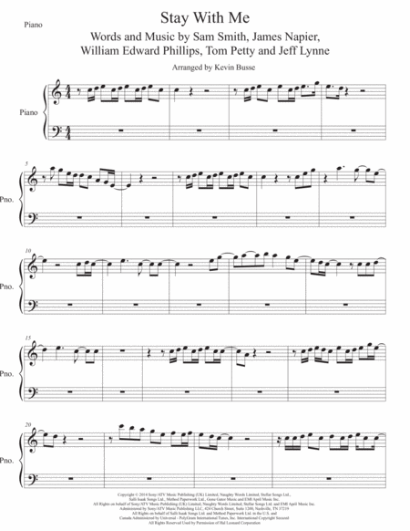 Free Sheet Music Stay With Me Easy Key Of C Piano