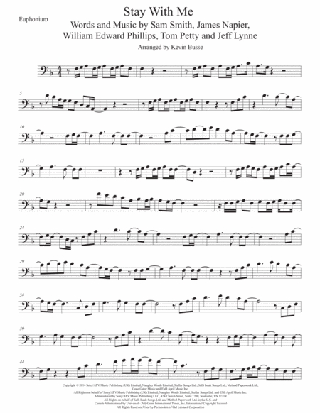 Stay With Me Euphonium Sheet Music