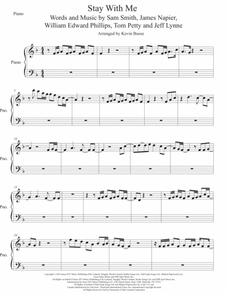 Stay With Me Piano Sheet Music