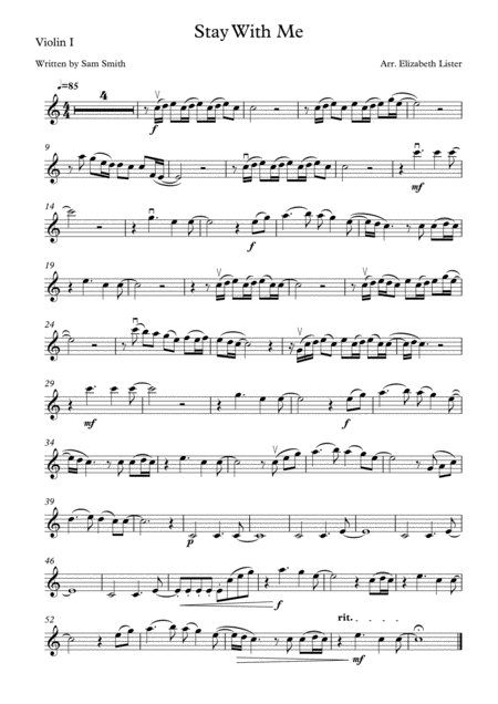 Free Sheet Music Stay With Me String Quartet