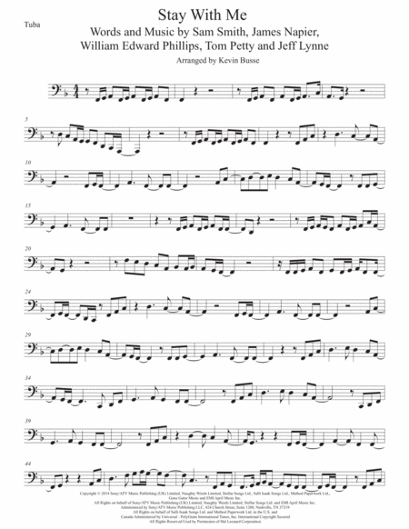 Stay With Me Tuba Sheet Music