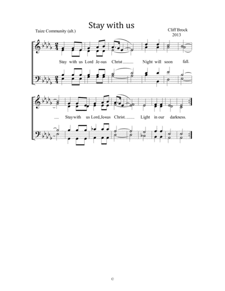 Free Sheet Music Stay With Us Lord Jesus Christ