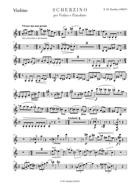 Stefano Maria Torchio Scherzino Violin Part Sheet Music