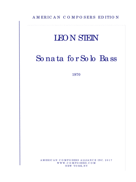 Free Sheet Music Stein Sonata For Solo Bass