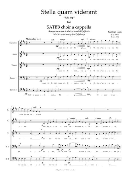 Free Sheet Music Stella Quam Viderant Epiphany Motet For Satbb Choir A Cappella