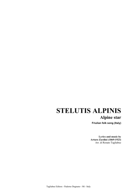 Stelutis Alpinis Alpine Star Friulian Folk Song Italy Sheet Music