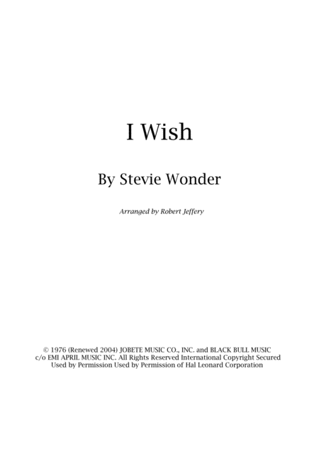 Stevie Wonder I Wish Sheet Music